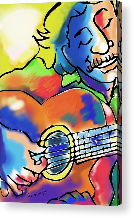 Guitar Art Painting Acrylic Print featuring the painting Guitar Player by Ted Azriel