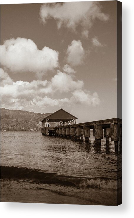Hawaii Acrylic Print featuring the photograph Hanalei Pier by David Whitaker Visuals