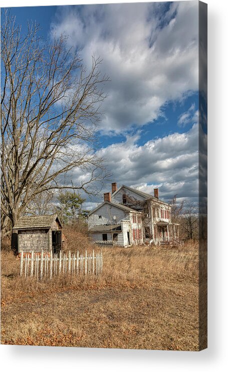 White Fence Acrylic Print featuring the photograph Haunted Pump House by David Letts
