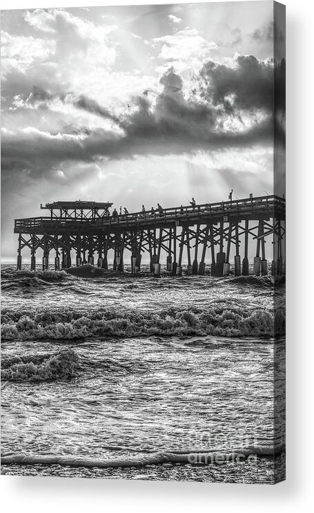 Cocoa Beach Acrylic Print featuring the photograph Heavenly Sunrise Grayscale by Jennifer White
