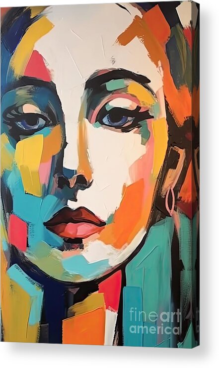 Abstract Woman Acrylic Print featuring the painting Her III by Mindy Sommers