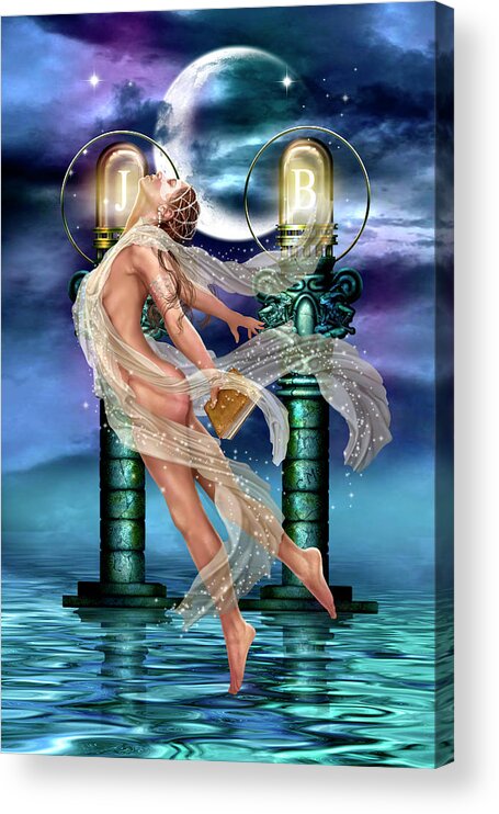  Acrylic Print featuring the digital art high priestess GildedTarot Royale by Ciro Marchetti
