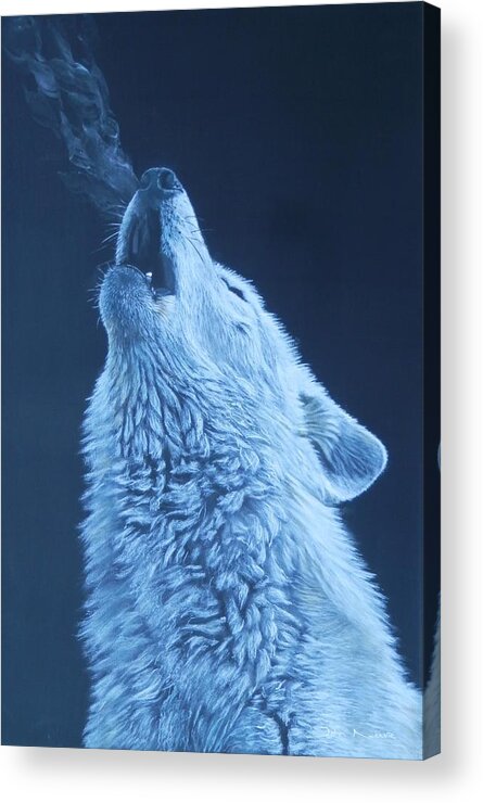 Wolf Acrylic Print featuring the painting Howling Wolf by John Neeve