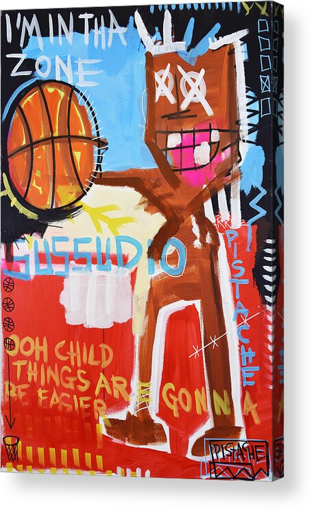 Basketball Art Acrylic Print featuring the painting I Am In The Zone by Pistache Artists