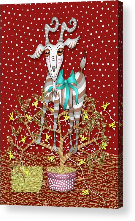 Enlightened Animal Acrylic Print featuring the digital art I Come Beh-eh-eh-eh-rring Gifts by Becky Titus