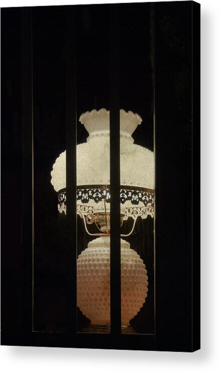 Lamp Acrylic Print featuring the mixed media I Leave a Light On by Moira Law