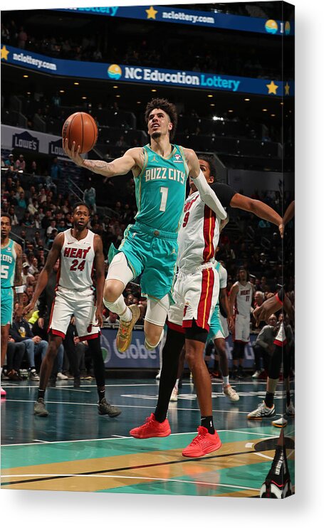 Nba Acrylic Print featuring the photograph In-Season Tournament - Miami Heat v Charolette Hornets by Kent Smith