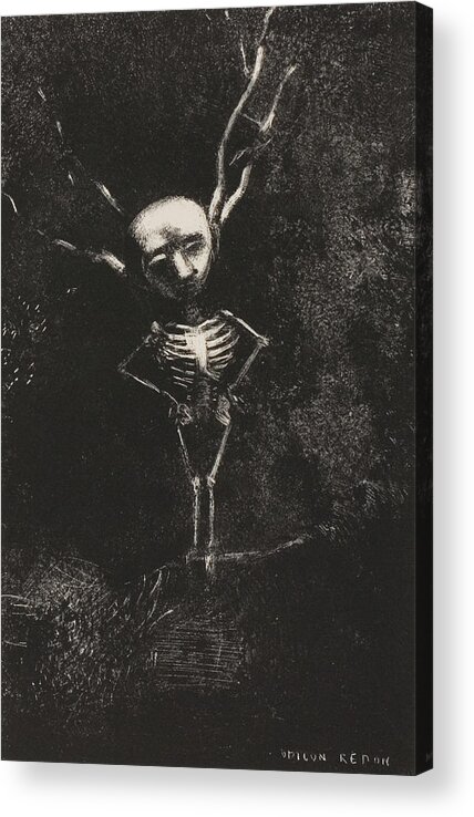 19th Century Acrylic Print featuring the relief In the Maze of Branches, the Pale Figure Appeared by Odilon Redon