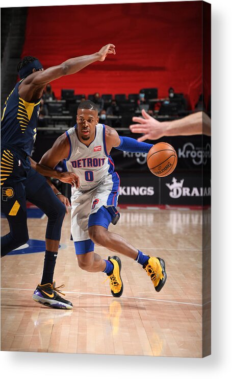 Nba Pro Basketball Acrylic Print featuring the photograph Indiana Pacers v Detroit Pistons by Chris Schwegler