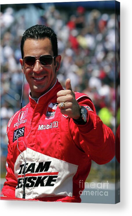 Indy;car;racing;motorsports;irl;newton Acrylic Print featuring the photograph Helio Castroneves IRL Racing by Pete Klinger