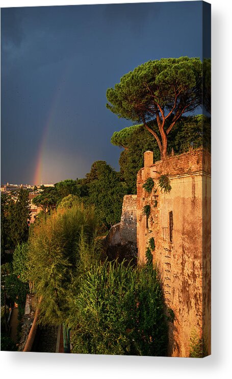  Acrylic Print featuring the photograph Italian Vacations - Rome Historic Center - Rainbow by Jenny Rainbow