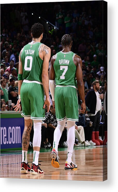 Playoffs Acrylic Print featuring the photograph Jaylen Brown and Jayson Tatum by Brian Babineau