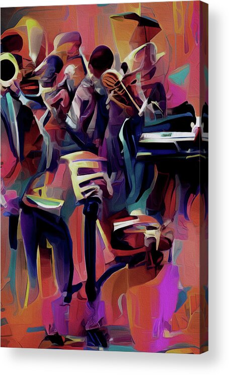  Acrylic Print featuring the digital art Jazz Band by Michelle Hoffmann