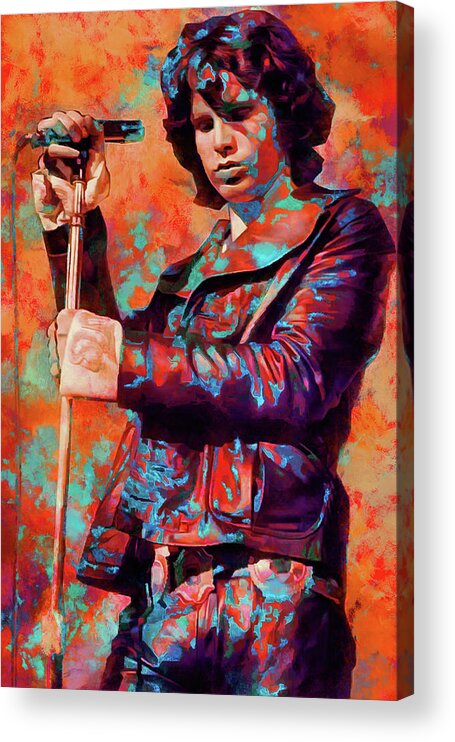 Jim Morrison Acrylic Print featuring the mixed media Jim Morrison Tribute Art Soul Kitchen by The Rocker Chic