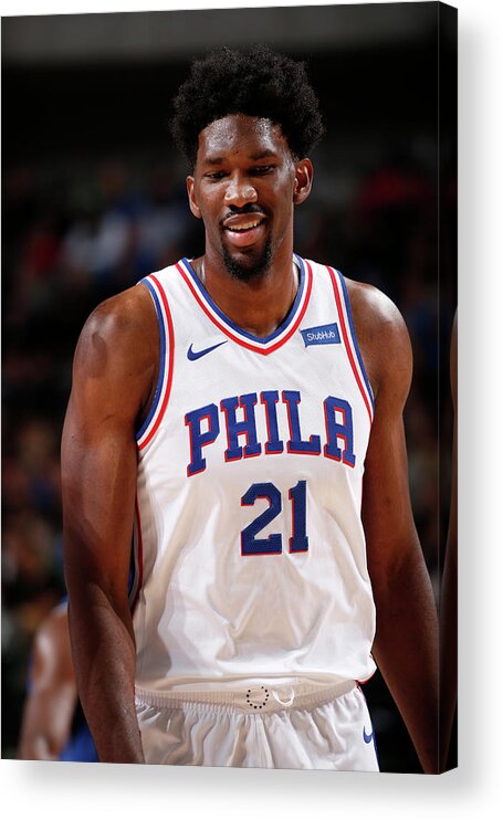 Nba Pro Basketball Acrylic Print featuring the photograph Joel Embiid by Glenn James