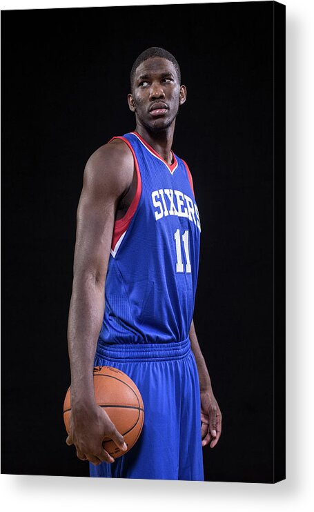Nba Pro Basketball Acrylic Print featuring the photograph Joel Embiid by Nick Laham