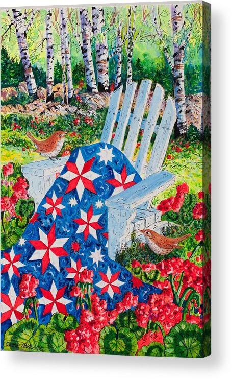 July Stars Features A Red Acrylic Print featuring the painting July Stars by Diane Phalen