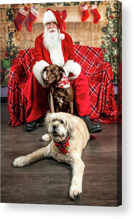 Annie Acrylic Print featuring the photograph Kellie and Annie with Santa 2 by Christopher Holmes