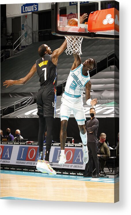 Nba Pro Basketball Acrylic Print featuring the photograph Kevin Durant and Terry Rozier by Kent Smith