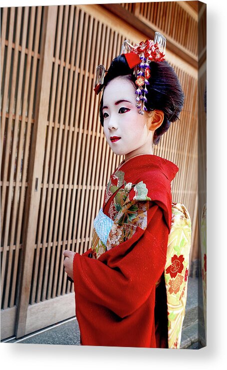 Yancho Sabev Photography Acrylic Print featuring the photograph Kimono Girl by Yancho Sabev Art
