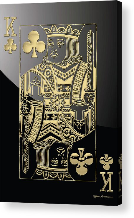'gamble' Collection By Serge Averbukh Acrylic Print featuring the digital art King of Clubs in Gold on Black  by Serge Averbukh