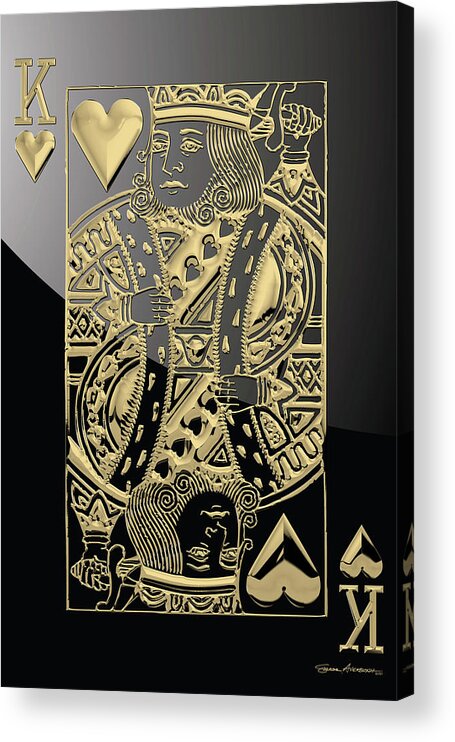 'gamble' Collection By Serge Averbukh Acrylic Print featuring the digital art King of Hearts in Gold on Black by Serge Averbukh