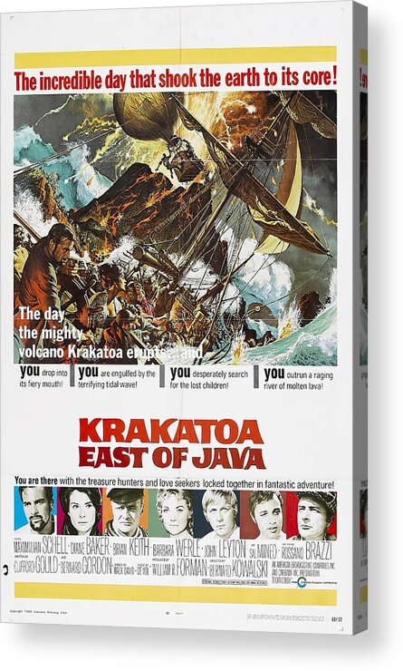 Krakatoa Acrylic Print featuring the mixed media ''Krakatoa East of Java'', 1968, art by Frank McCarthy by Movie World Posters