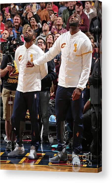 Nba Pro Basketball Acrylic Print featuring the photograph Kyrie Irving and Lebron James by Nathaniel S. Butler