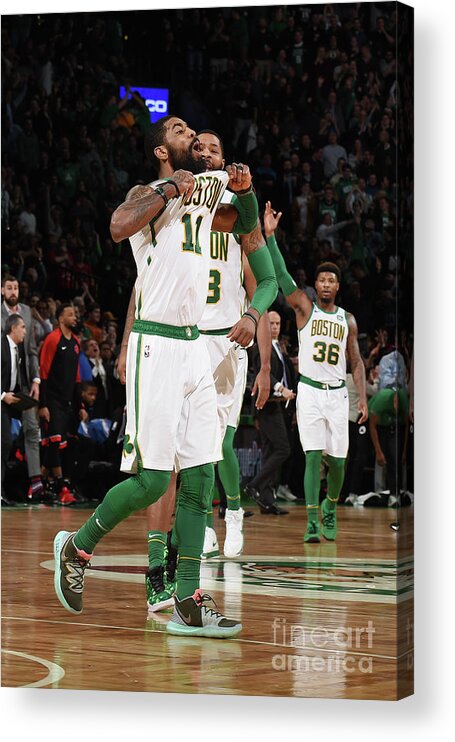 Nba Pro Basketball Acrylic Print featuring the photograph Kyrie Irving and Marcus Morris by Brian Babineau