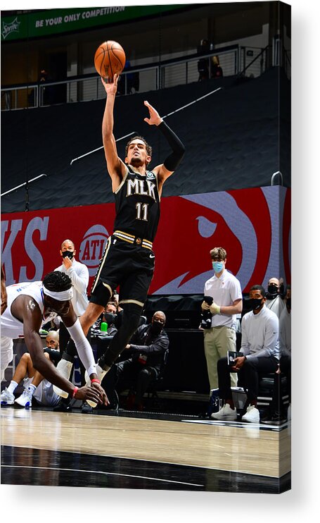 Trae Young Acrylic Print featuring the photograph LA Clippers v Atlanta Hawks by Scott Cunningham