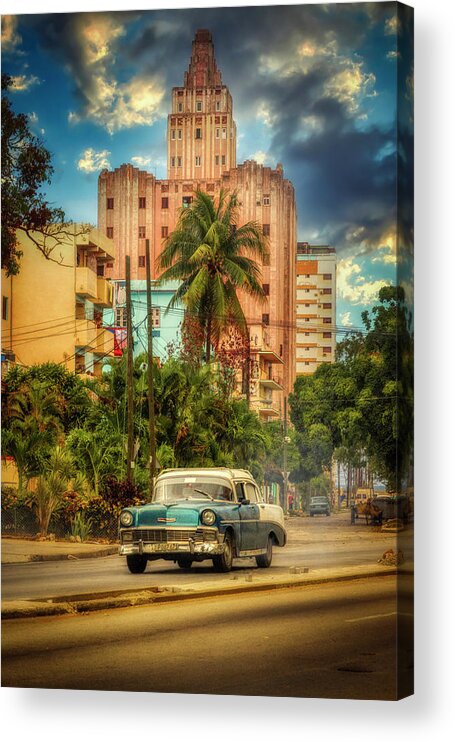 Pink And Blue Acrylic Print featuring the photograph La Colonial Tower, Havana, Cuba by Micah Offman