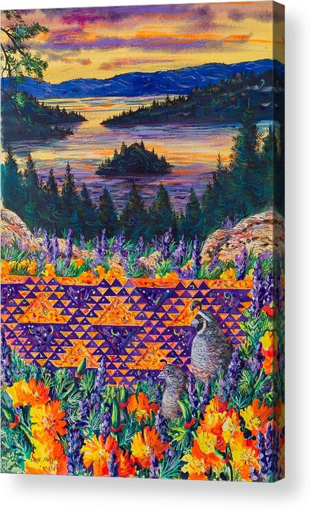Lady Of The Lake Quilt Pattern Featuring Emerald Bay Acrylic Print featuring the painting Lady of the Lake by Diane Phalen