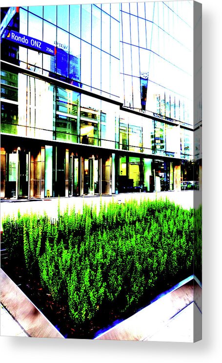 Lawn Acrylic Print featuring the photograph Lawn At Office Building In Warsaw, Poland by John Siest