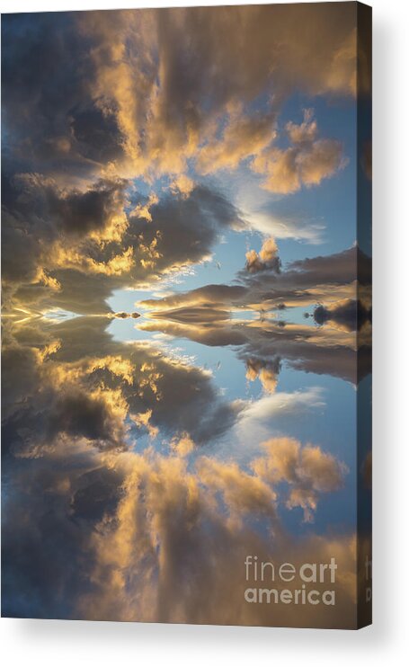 Heaven Acrylic Print featuring the digital art Light and golden clouds in the blue sky by Adriana Mueller