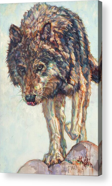 Wolf Acrylic Print featuring the painting Light Foot by Patricia A Griffin