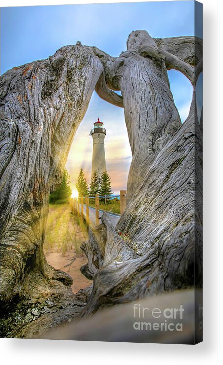 Crisp Point Acrylic Print featuring the photograph Lighthouse Crisp Point Sunset -2222 by Norris Seward