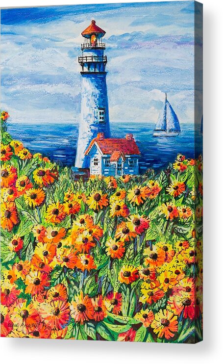 Lighthouse Acrylic Print featuring the painting Lighthouse Vista by Diane Phalen