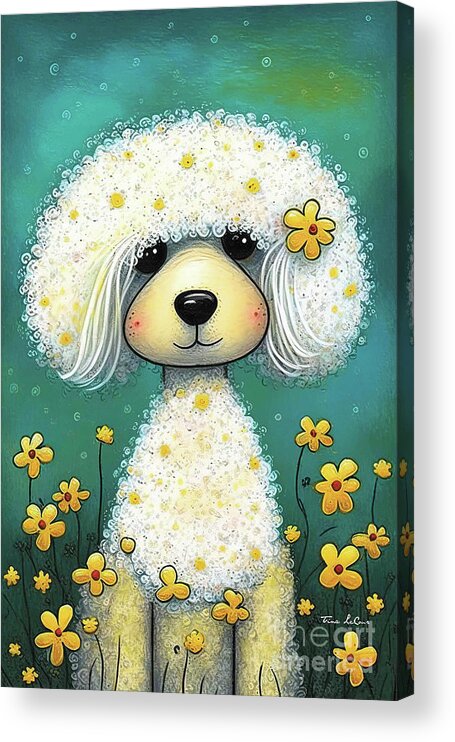 Poodle Acrylic Print featuring the painting Little Penny Poodle by Tina LeCour