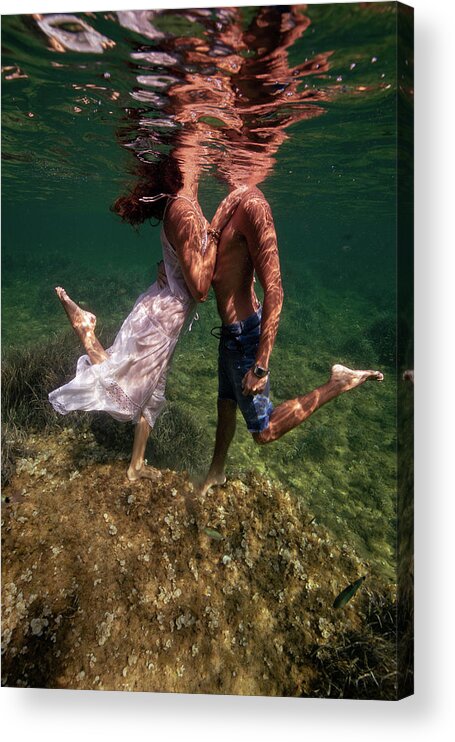 Underwater Acrylic Print featuring the photograph Loving by Gemma Silvestre