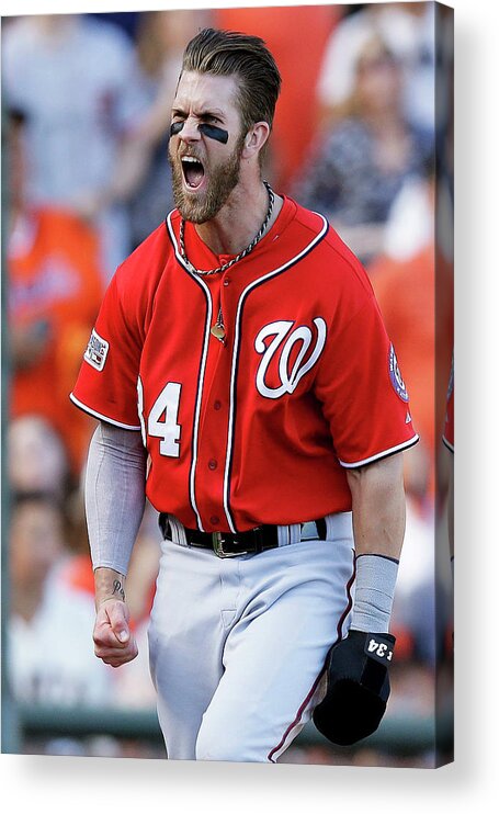 San Francisco Acrylic Print featuring the photograph Madison Bumgarner and Bryce Harper by Ezra Shaw