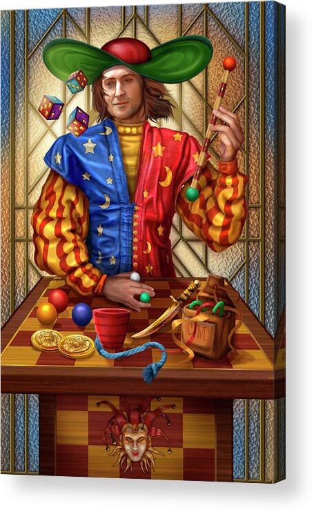  Acrylic Print featuring the digital art Magician Tarot Decoratif by Ciro Marchetti