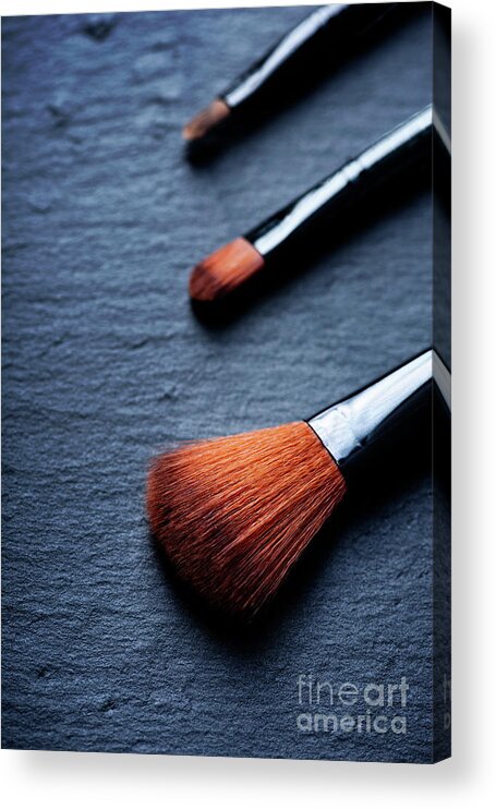 Makeup Acrylic Print featuring the photograph Makeup brushes set by Jelena Jovanovic
