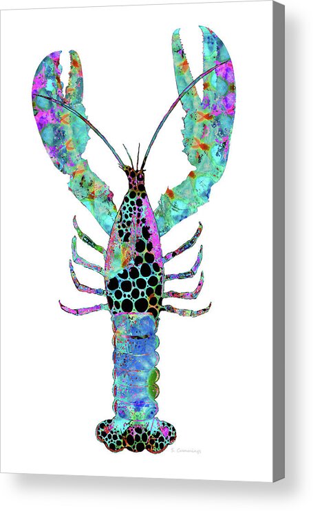 Lobster Acrylic Print featuring the painting Mandala Lobster Art - Colorful Beach Seafood - Sharon Cummings by Sharon Cummings