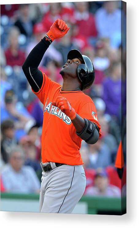 American League Baseball Acrylic Print featuring the photograph Marcell Ozuna by Greg Fiume