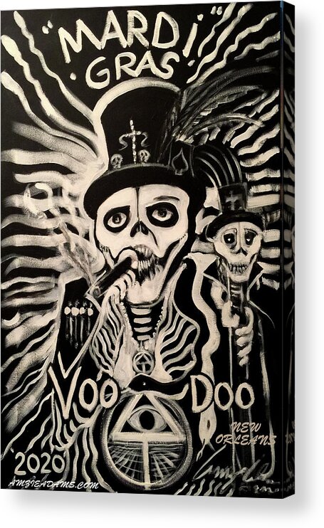 Mardi Gras 2020 Voodoo Acrylic Print featuring the painting Mardi Gras 2020 Voodoo by Amzie Adams