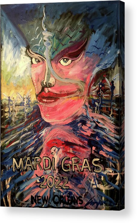 Mardi Gras 2022 Acrylic Print featuring the painting Mardi Gras 2022 by Amzie Adams