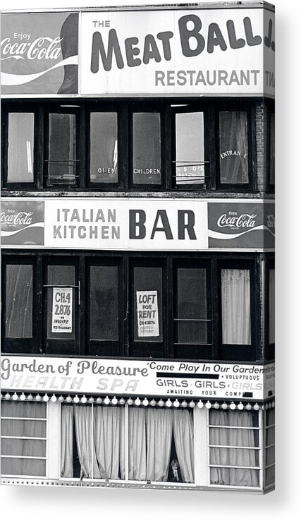 B&w Galley Acrylic Print featuring the photograph Meat Ball Restaurant NYC by Steven Huszar