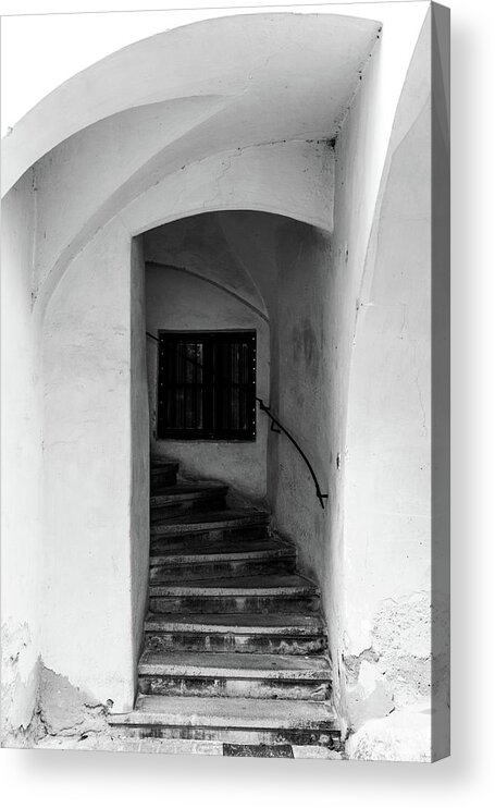 Arcaded Acrylic Print featuring the photograph Medieval arcaded staircase of old house, Sopron, Hungary by Viktor Wallon-Hars