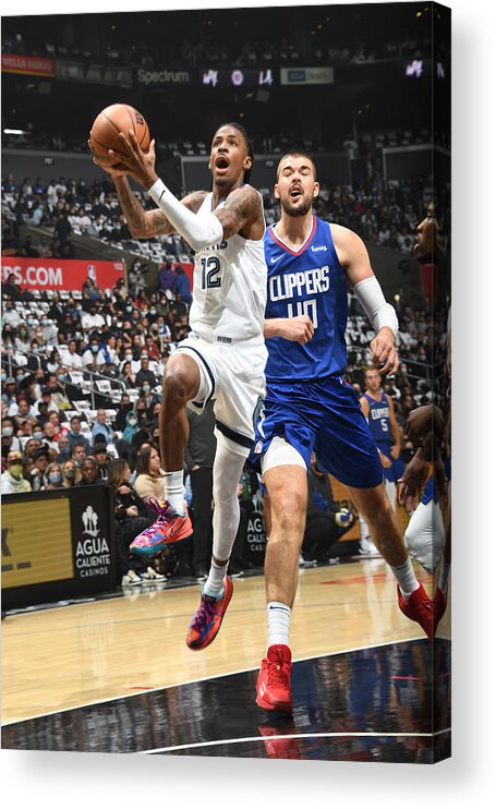 Ja Morant Acrylic Print featuring the photograph Memphis Grizzlies v LA Clippers by Andrew D. Bernstein