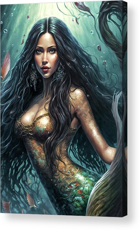 Mermaid Acrylic Print featuring the photograph Mermaid Under Water by Athena Mckinzie